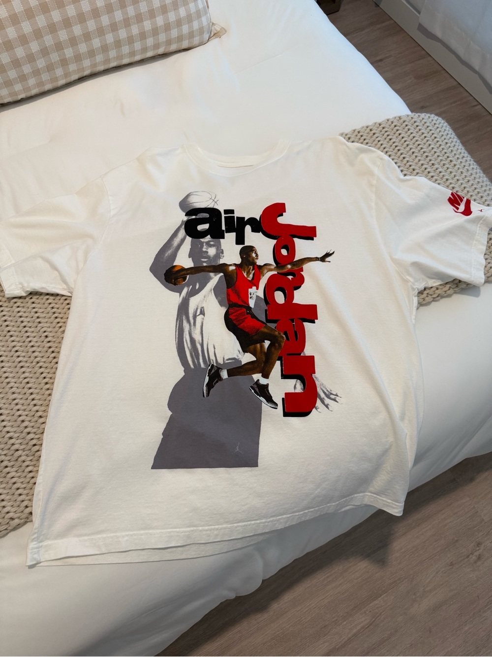 Jordan White Crewneck Tee with Red Jumpman